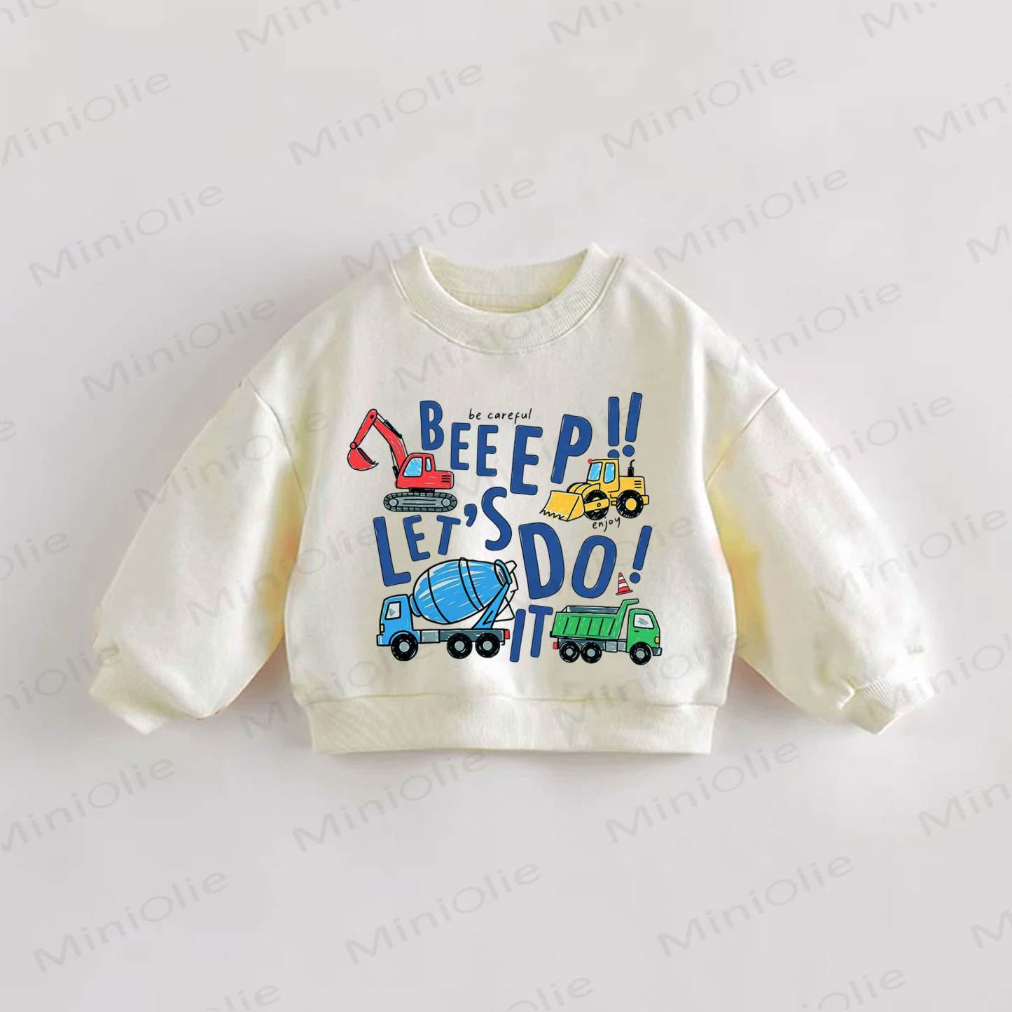 BEEP BEEP!! LET'S DO IT! Baby Toddler Cream Sweatshirt - Cream - 3-5T - image 1
