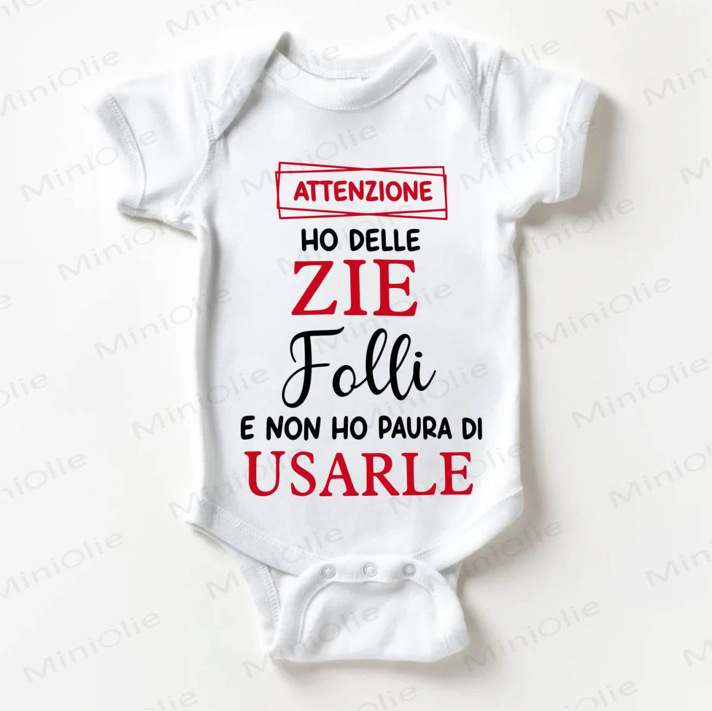 ATTENZIONE HO DELLE ZIE FOLLI E NON HO PAURA DI USARLE Baby White Bodysuit - White - 18-24M - image 1