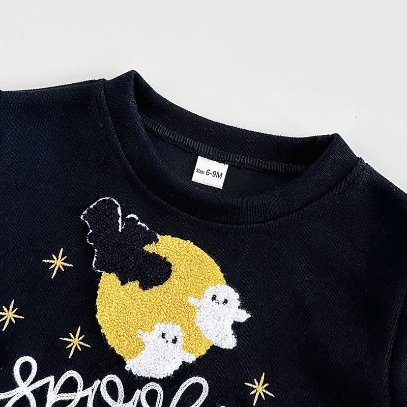 SPOOKY Baby Halloween Black Sweatshirt and Orange Pants Set - image 4