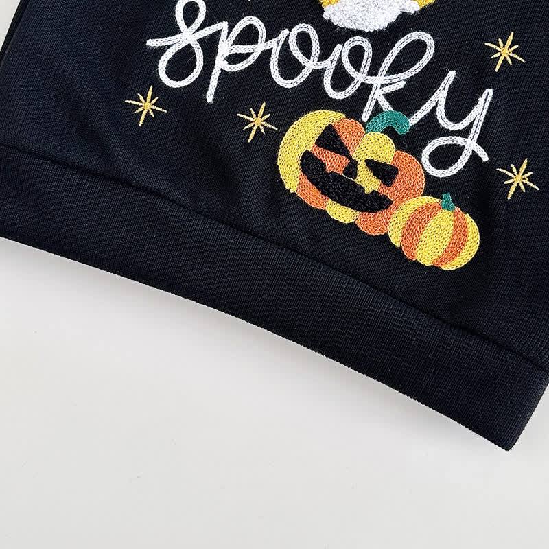 SPOOKY Baby Halloween Black Sweatshirt and Orange Pants Set - image 5