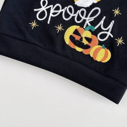 SPOOKY Baby Halloween Black Sweatshirt and Orange Pants Set - image 5