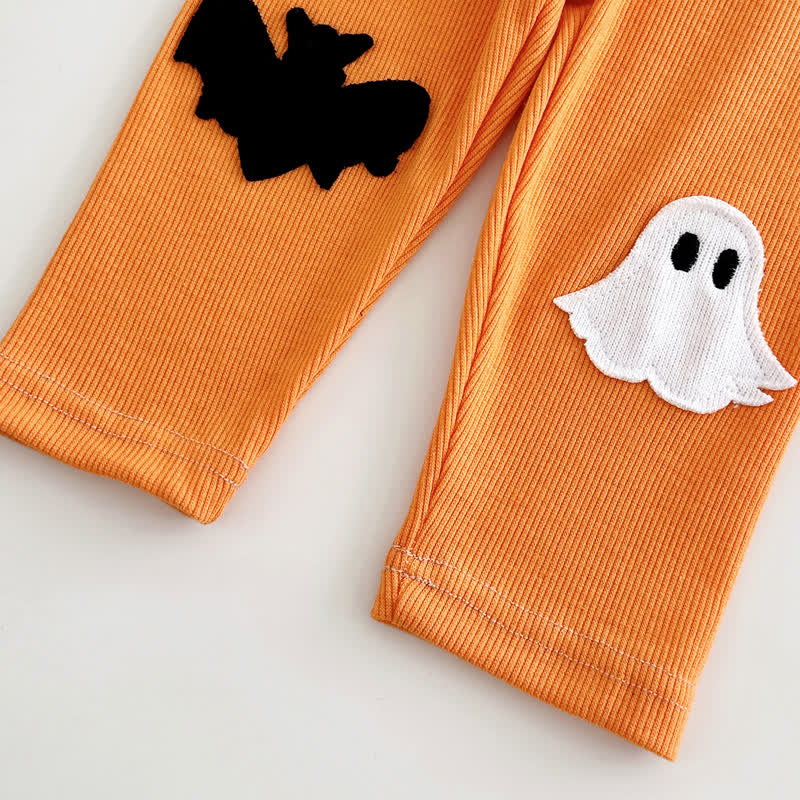 SPOOKY Baby Halloween Black Sweatshirt and Orange Pants Set - image 7
