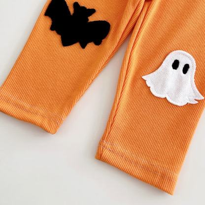SPOOKY Baby Halloween Black Sweatshirt and Orange Pants Set - image 7