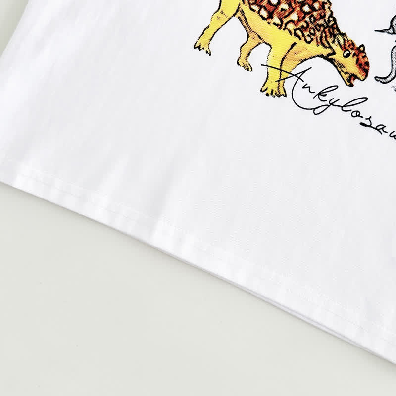 Baby Toddler Dino Print White Tee and Plaid Pants Set - image 6