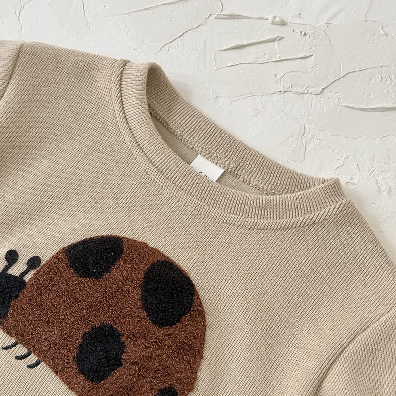 Baby Beige Ladybug Applique Top and Jogger Set - image 4