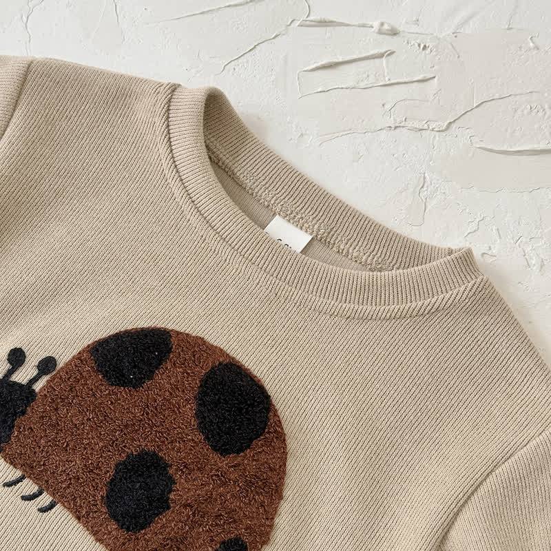 Baby Beige Ladybug Applique Top and Jogger Set - image 4