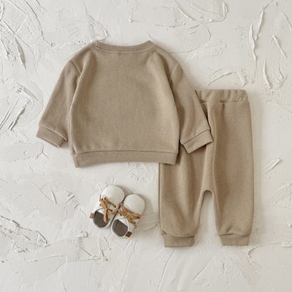 Baby Beige Ladybug Applique Top and Jogger Set - image 3