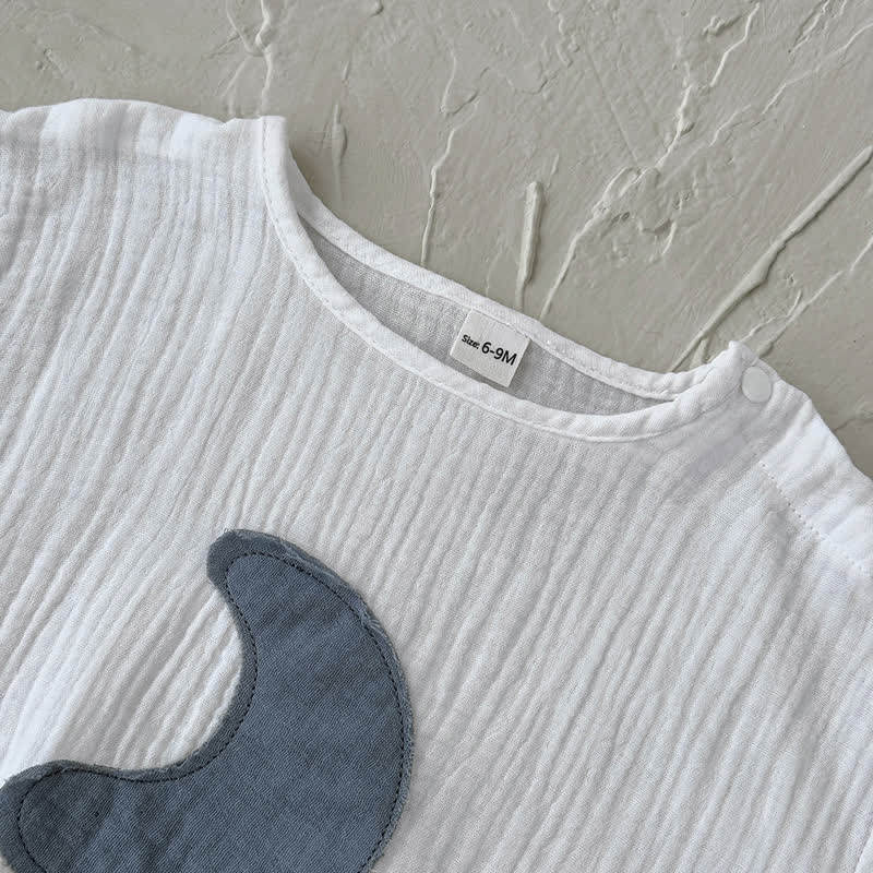 Baby Toddler White Moon Patch Crinkled Top and Pants Set - image 4
