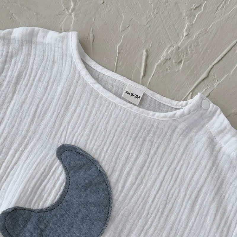 Baby Toddler White Moon Patch Crinkled Top and Pants Set - image 4