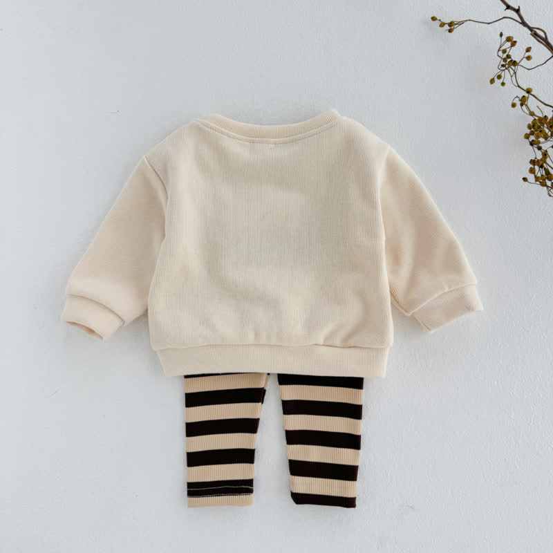 Baby Toddler Daschund Applique Sweatshirt and Striped Leggings Set - image 4
