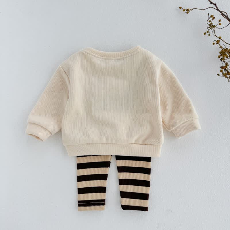 Baby Toddler Daschund Applique Sweatshirt and Striped Leggings Set - image 4