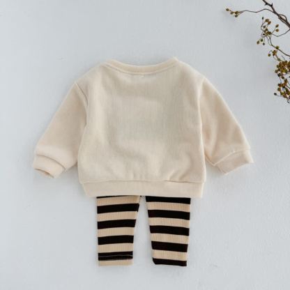 Baby Toddler Daschund Applique Sweatshirt and Striped Leggings Set - image 4