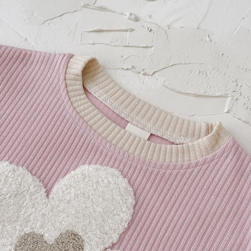 Baby Girl Pink Floral Applique Sweatshirt and Flare Pants Set - image 3