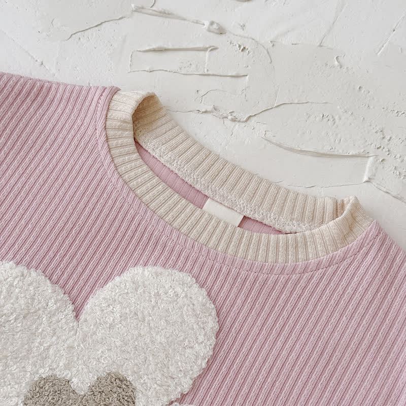Baby Girl Pink Floral Applique Sweatshirt and Flare Pants Set - image 3