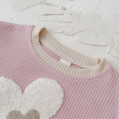 Baby Girl Pink Floral Applique Sweatshirt and Flare Pants Set - image 3