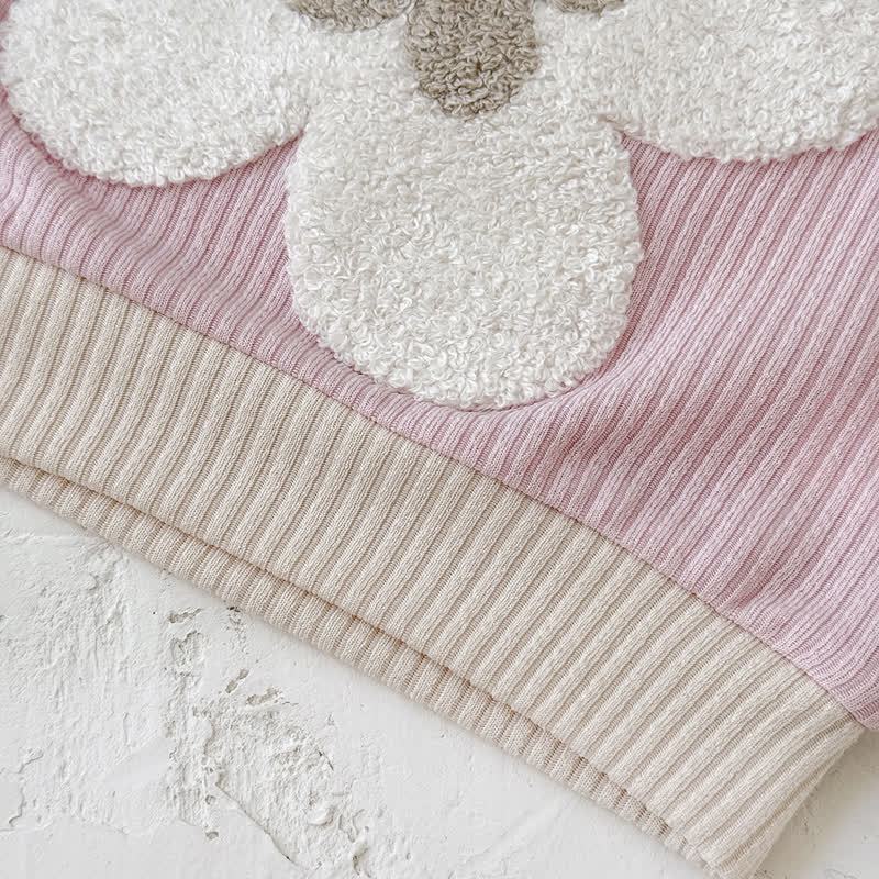 Baby Girl Pink Floral Applique Sweatshirt and Flare Pants Set - image 4