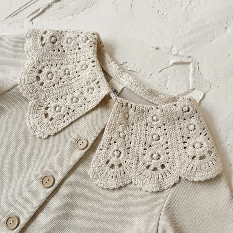Baby Beige Vintage Lace Collar Top and Pants Set - image 4