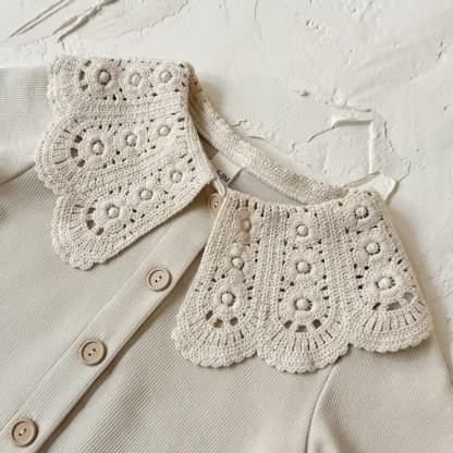 Baby Beige Vintage Lace Collar Top and Pants Set - image 4