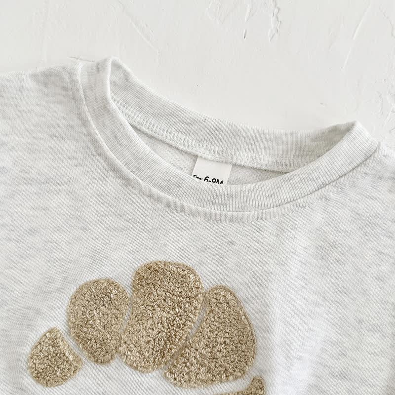 BON APPÉTIT! Baby Gray Croissant Sweatshirt and Striped Leggings Set - image 3