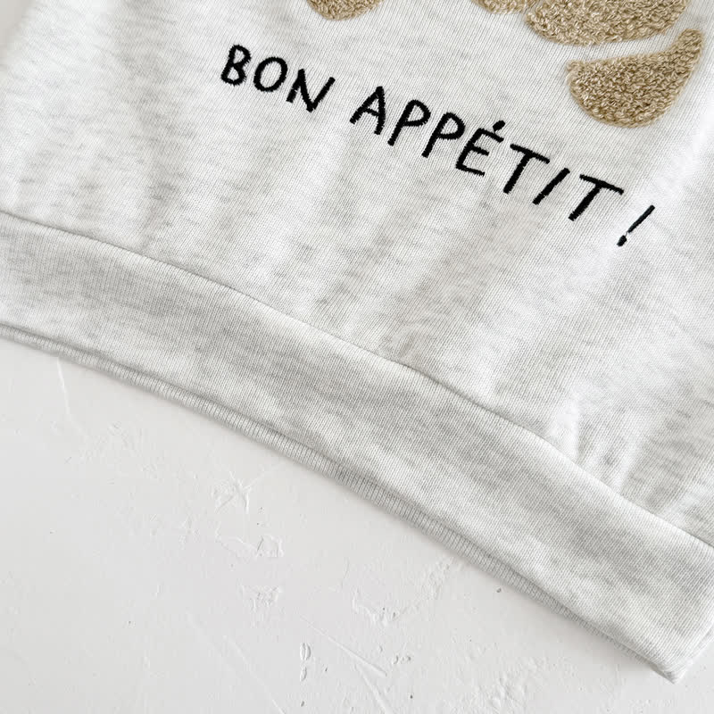 BON APPÉTIT! Baby Gray Croissant Sweatshirt and Striped Leggings Set - image 4