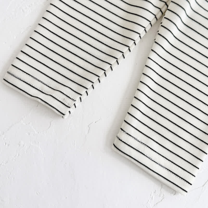 BON APPÉTIT! Baby Gray Croissant Sweatshirt and Striped Leggings Set - image 6