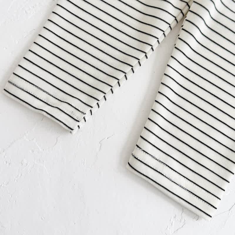 BON APPÉTIT! Baby Gray Croissant Sweatshirt and Striped Leggings Set - image 6