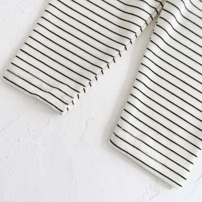 BON APPÉTIT! Baby Gray Croissant Sweatshirt and Striped Leggings Set - image 6