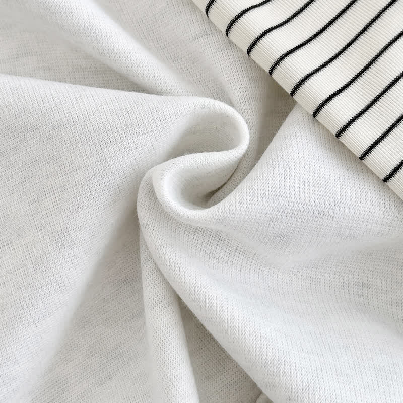 BON APPÉTIT! Baby Gray Croissant Sweatshirt and Striped Leggings Set - image 7