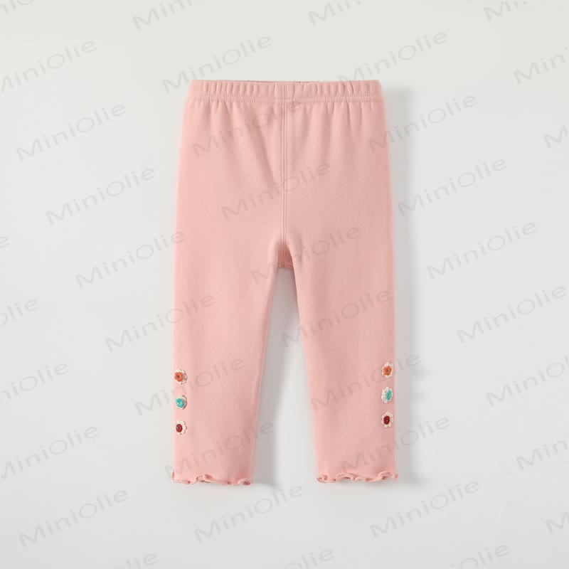 Baby Girl Soft Knit Floral Solid Color Leggings - Pink - 3-4T - image 2