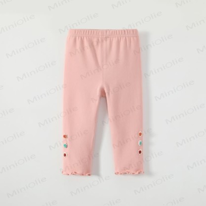 Baby Girl Soft Knit Floral Solid Color Leggings - Pink - 3-4T - image 2