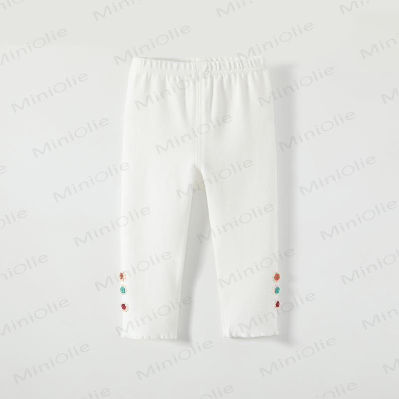 Baby Girl Soft Knit Floral Solid Color Leggings - White - 3-4T - image 4
