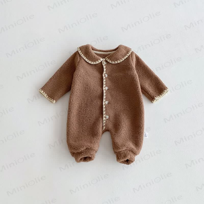 Baby Fleece Double-faced Pile Romper - Brown - 18-24M - image 2