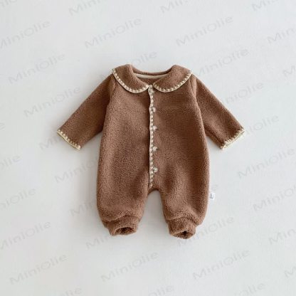 Baby Fleece Double-faced Pile Romper - Brown - 18-24M - image 2
