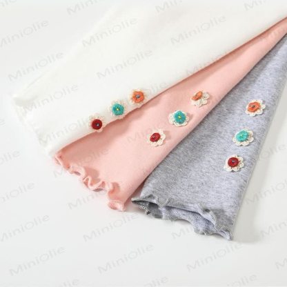 Baby Girl Soft Knit Floral Solid Color Leggings - image 6