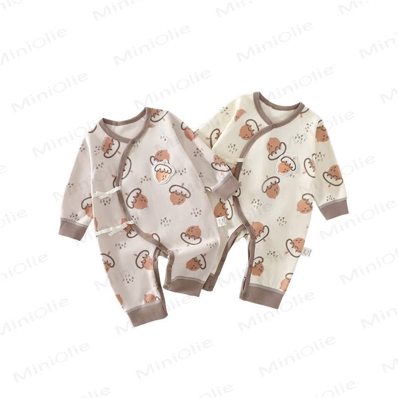 Baby Pinecone Wrap Front Soft Cotton Romper - image 1