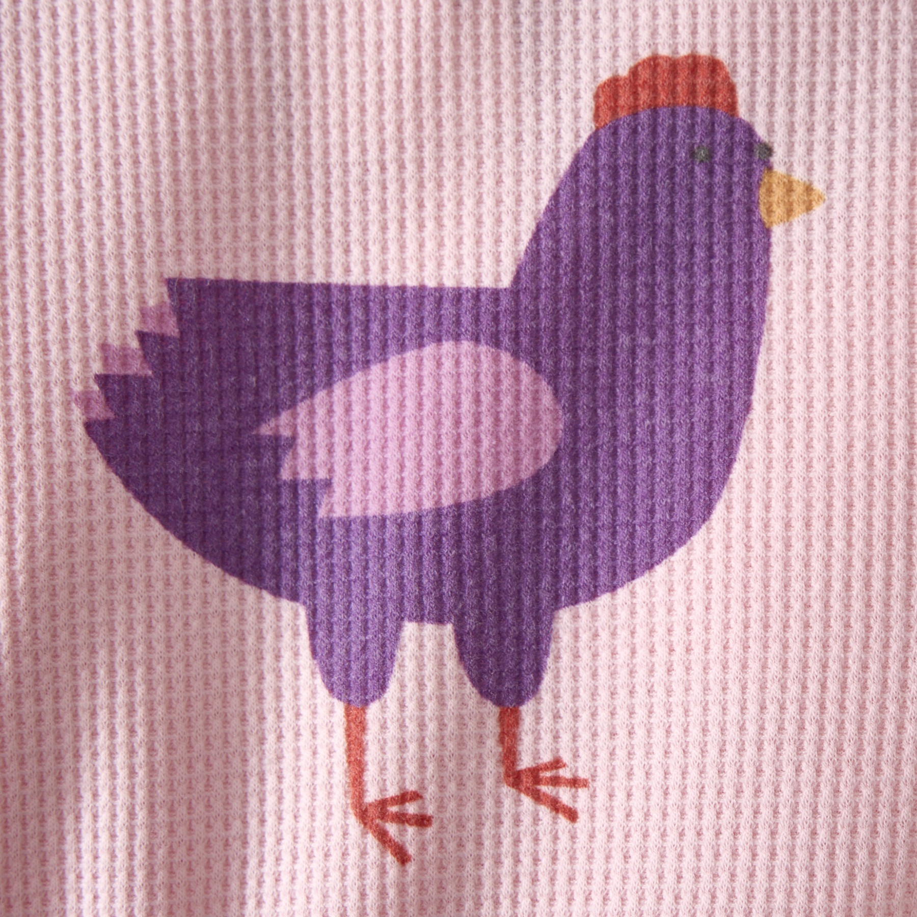 Baby Chicken Print Pink Waffle 2-piece Set - image 6