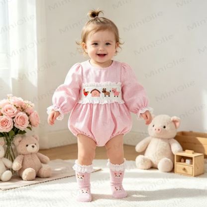 Baby Pink Smocked Animal Bodysuit - image 8