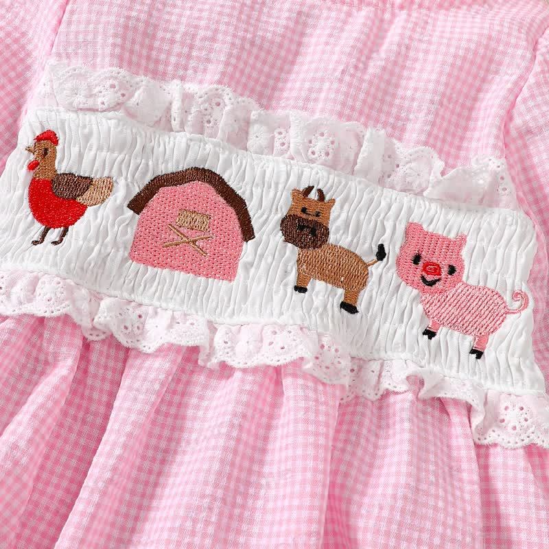 Baby Pink Smocked Animal Bodysuit - image 4