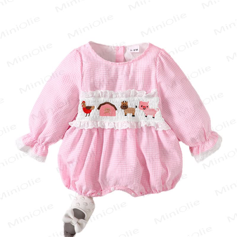 Baby Pink Smocked Animal Bodysuit - image 7