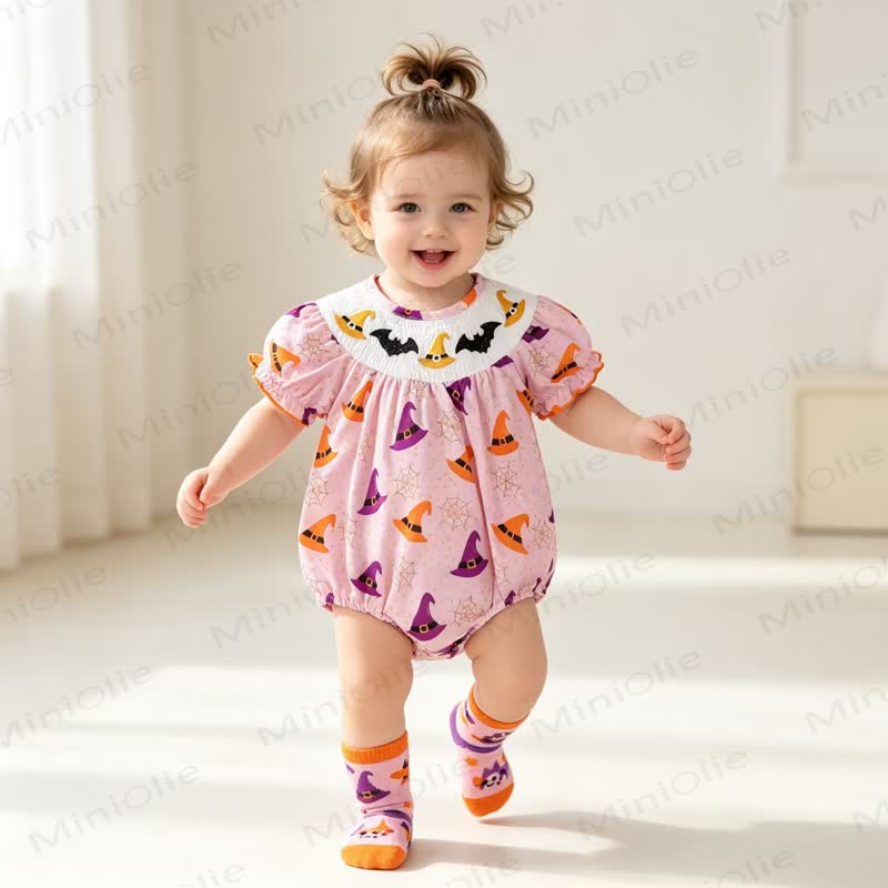 Baby Halloween Smocked Collar Bodysuit with Headband - image 5