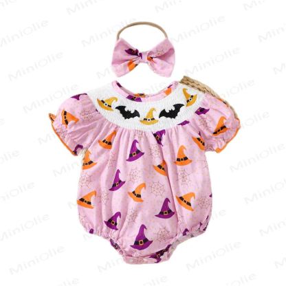 Baby Halloween Smocked Collar Bodysuit with Headband - image 3