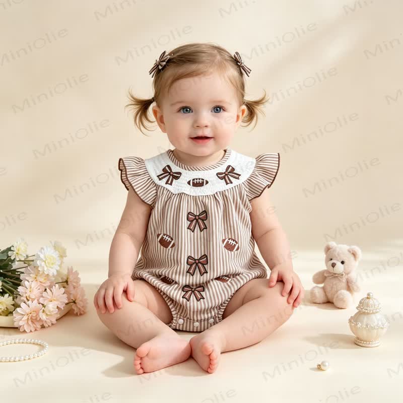 Baby Football Stripe Ruffle Collar Bodysuit - image 8