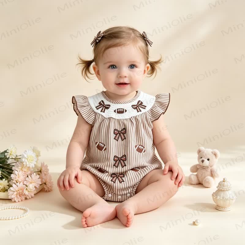 Baby Football Stripe Ruffle Collar Bodysuit - image 8