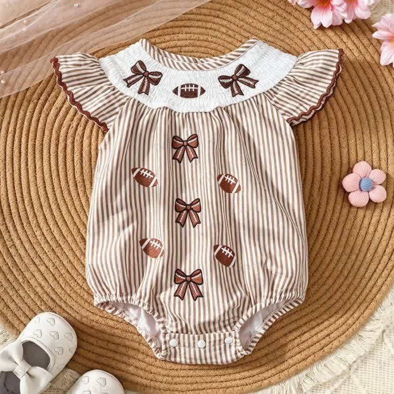 Baby Football Stripe Ruffle Collar Bodysuit - Brown - 12-18M - image 1