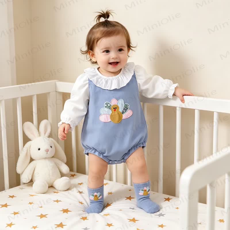 Baby Turkey Blue Ruffle Collar Bodysuit - image 10