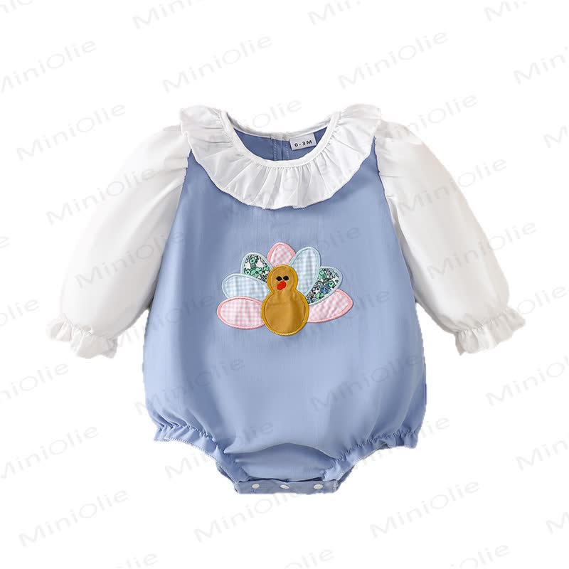 Baby Turkey Blue Ruffle Collar Bodysuit - image 9