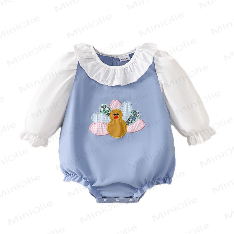 Baby Turkey Blue Ruffle Collar Bodysuit - image 9