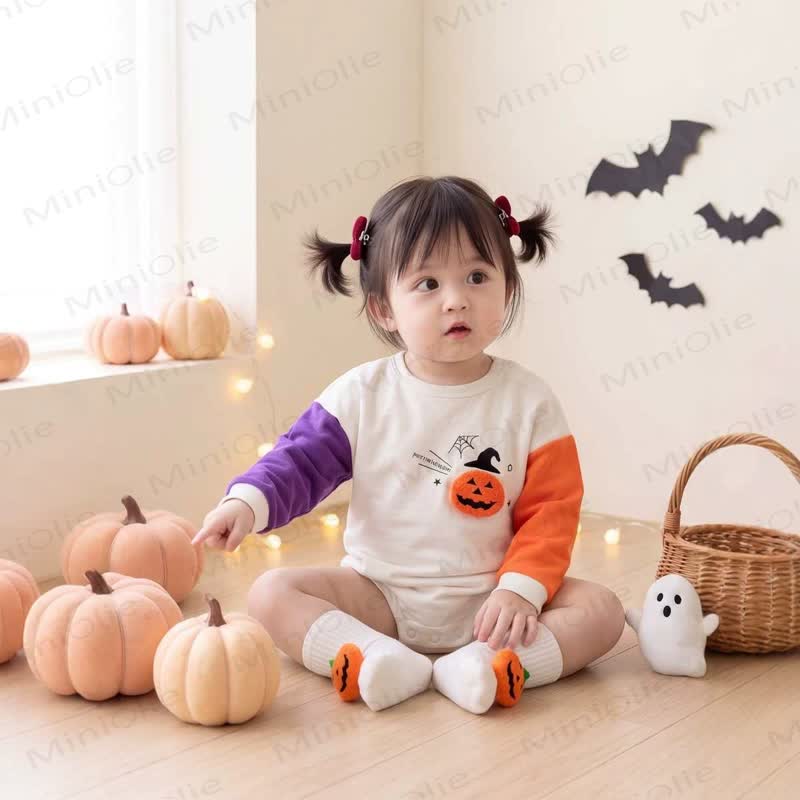 Baby Pumpkin Colorblock Halloween Bodysuit - image 2
