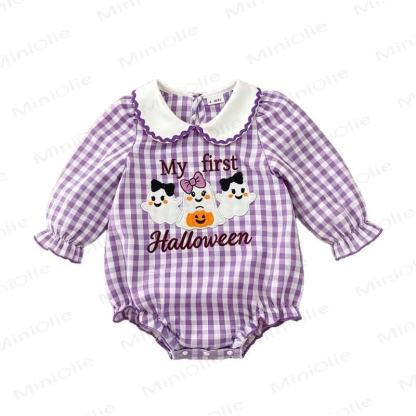 MY FIRST HALLOWEEN Purple Gingham Baby Bodysuit - image 7
