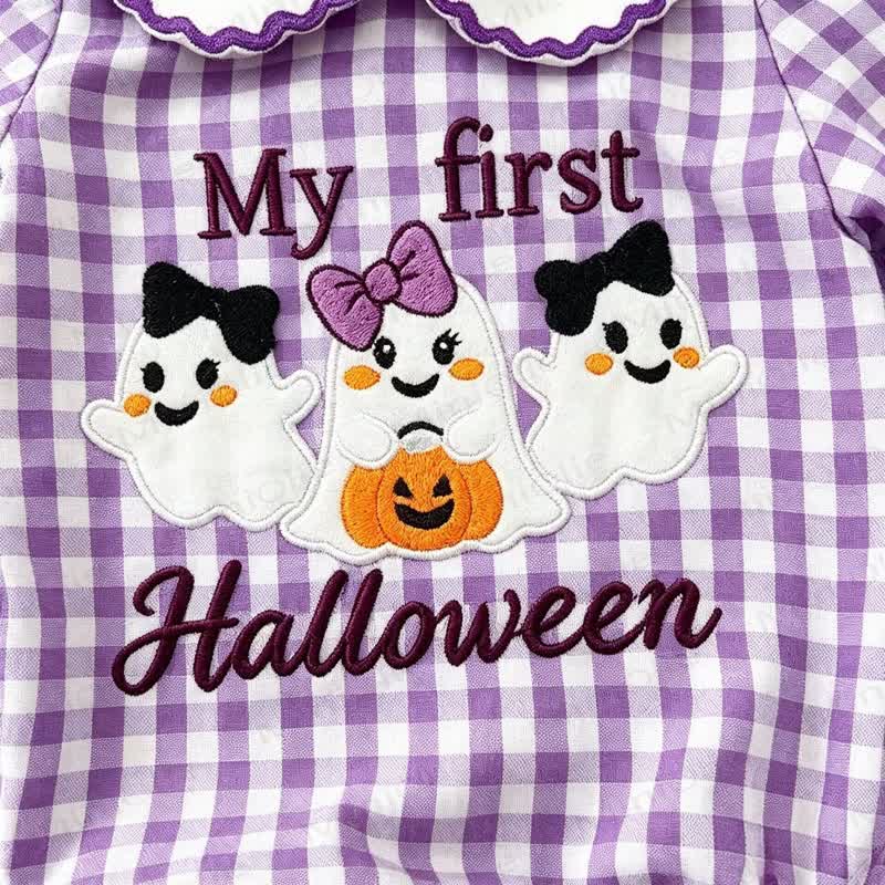 MY FIRST HALLOWEEN Purple Gingham Baby Bodysuit - image 4